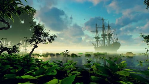 Sailing Ship In The Bay Of The Island