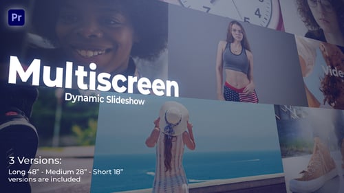 Multiscreen Dynamic Slideshow for Premiere Pro – Typography Opener MOGRT (Ultra HD, 3 Durations)