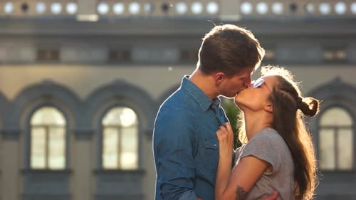 Young Couple Kissing in the City