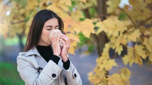 Pleasant Stylish Woman Drinking Coffee Paper Cup at Autumn Park