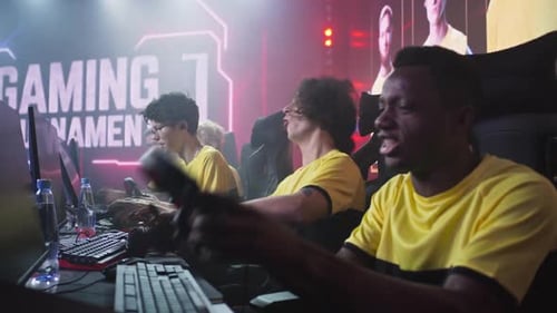 Diverse Cyber Sportsmen Starting to Play Video Game