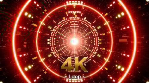 Glowing Red and Yellow Multiple Light VJ Tunnel