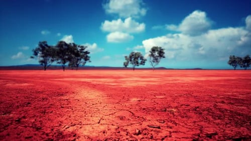 Slow Pan Across Arid Desert Landscape