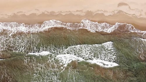 Sand Beach and Waves. Aerial View.