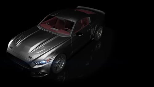 Car in the studio. camera movement on the car view from above dynamic lighting