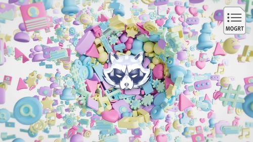 Playful 3D Social Media Icons Logo Reveal Intro