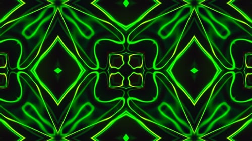 Neon Green Line Abstract Liquid VJ Kaleidoscope Background Seamless Loop V1