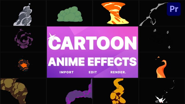 Cartoon Anime Effects Pack | Premiere Pro MOGRT, Elements ft. anime ...