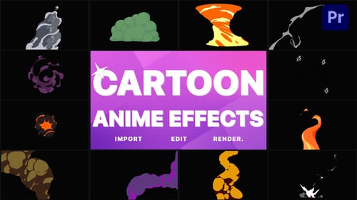 Paquete de efectos de anime de dibujos animados | Premiere Pro MOGRT