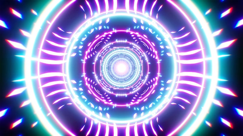 Hypnotic Concentric Neon Color Lights Loop, Overlays Motion Graphics ft ...