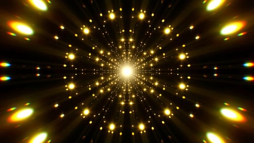 Shimmering Golden Light Tunnel Abstract Loop Background