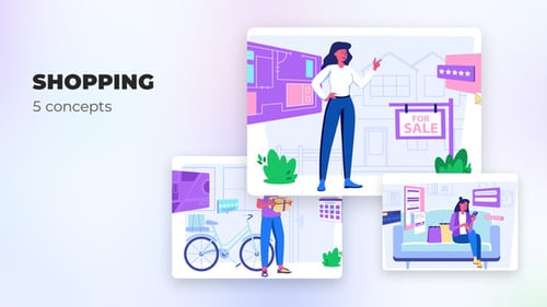 Types of shopping - Flat concepts