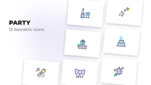 Animated Outline Icons for Celebrations and Music Events
