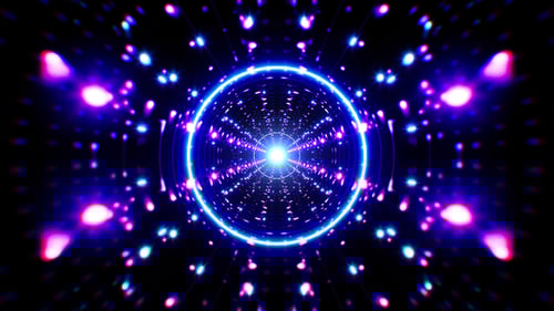 Abstract Glowing Tunnel of Neon Lights Loop Background