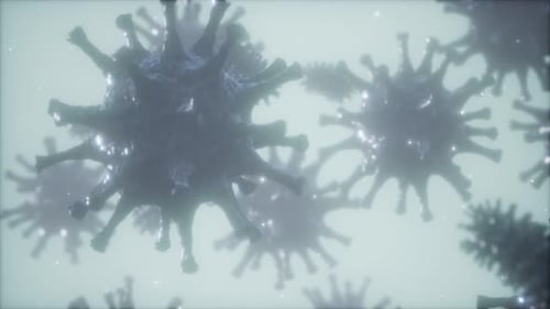 Abstract Microscopic Virus Cells Floating in Scientific Background