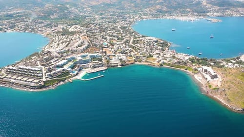 Bird Eye View of the City with Hotels and White Houses Onthe Ocean Coast at Noon