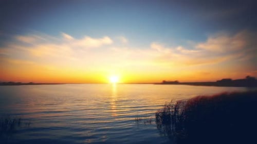 sunset on the river timelapse