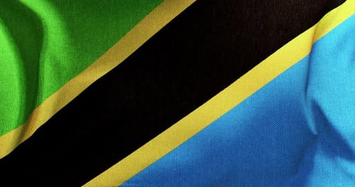 Tanzanian Flag Waving Realistic Fabric Animation Loop