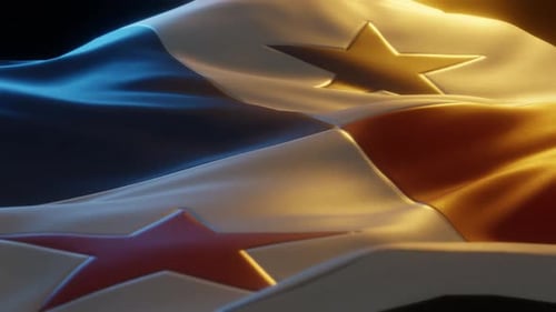 Waving Panama Flag with Dramatic Lighting Animation