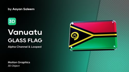 Vanuatu Flag Rotating 3D Glossy Emblem