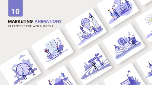 Flat Design Marketing Animations for Business Concepts