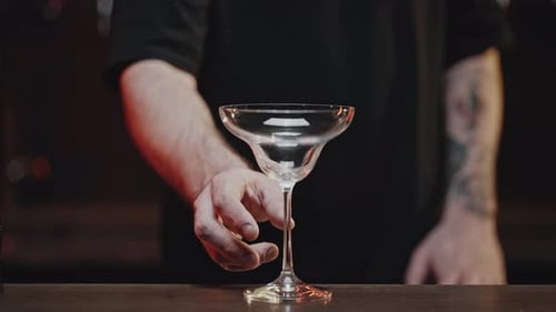 Bartender Prepares Chilled Cocktail at Stylish Bar