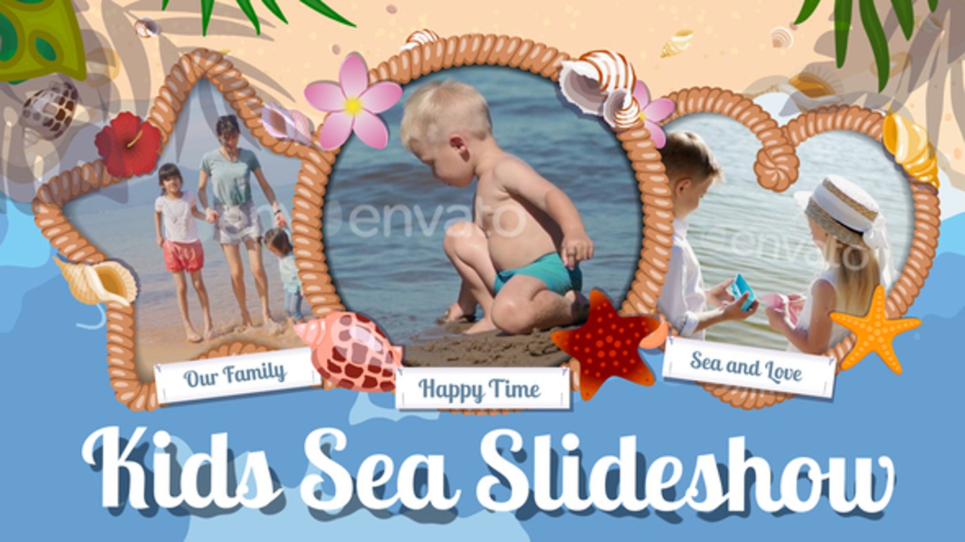 Kids Sea Slideshow, Video Displays ft. kids & beach - Envato