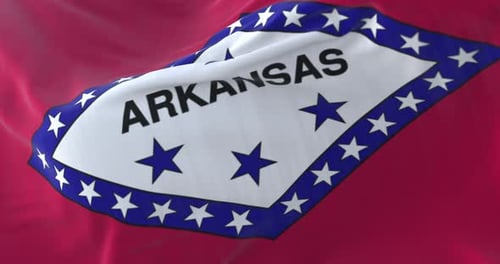Realistic Waving Arkansas State Flag Seamless Loop