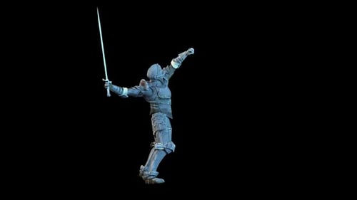 Armored Knight Sword Fighting Attack and Defense Animation