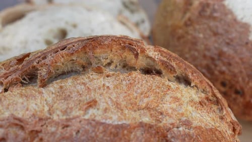 Macro View of Golden Sourdough Bread Crust