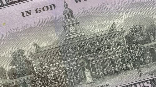 Cash american hundred dollars macro view. 100 USD close-up motion background