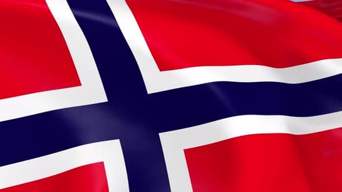 National Flag of Norway Waving in the Wind