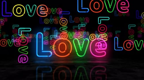 Love symbol glowing neon 3d lights