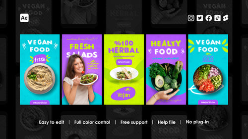 Dynamic Healthy Food Instagram Stories for Social Media