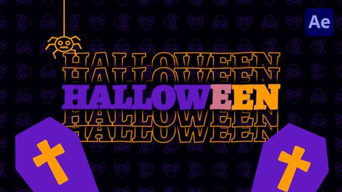 Animated Halloween Intro with Spooky Bats and Text Effects