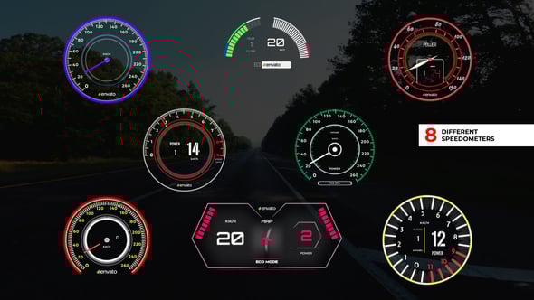 Speedometer Pack, Infographics ft. speed meter & particles - Envato