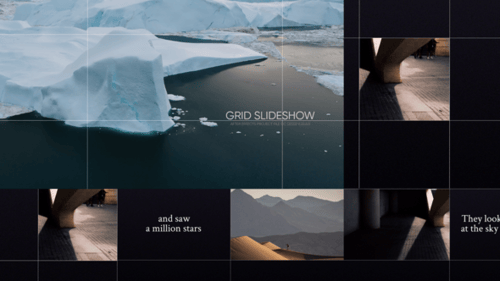 Clean Grid Layout Opener with Dynamic Text and Photo Reveals