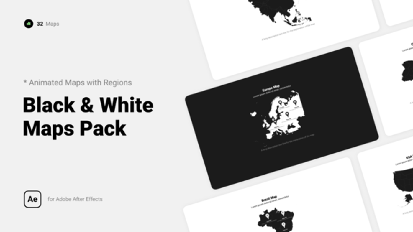 Black & White Maps with Pins, Elements ft. key points & maps - Envato
