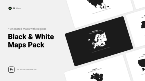 Animated Black and White World Maps with Customizable Pins
