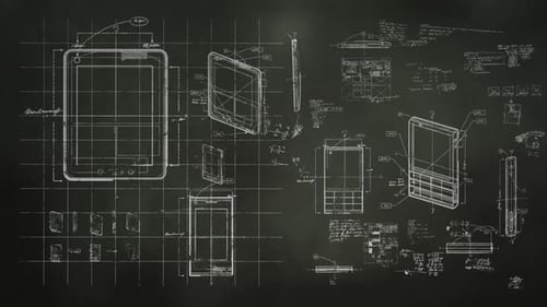 Animated Technical Blueprints of Mobile Devices Drawing on Blackboard