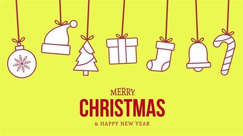 Animated Flat Design Christmas Icons with Holiday Greetings