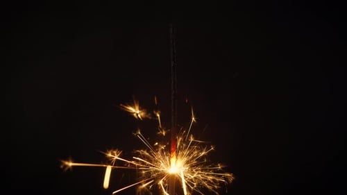 Bright Sparkler Burning in the Dark