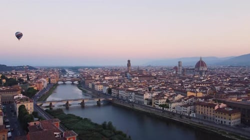 Air Balloon Above Florence in Tuscany, Italy