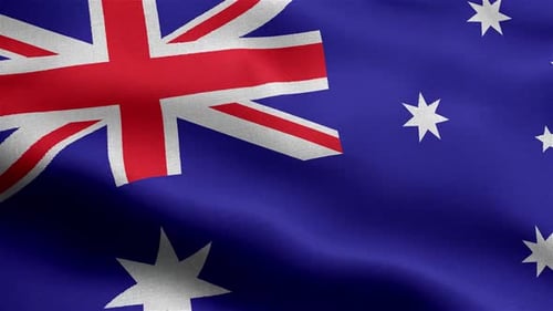 Realistic Waving Australian Flag with Fabric Texture