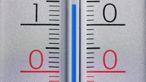 Die Thermometerskala, auf der