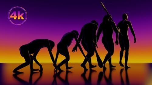Human Evolution Silhouette on Gradient Background