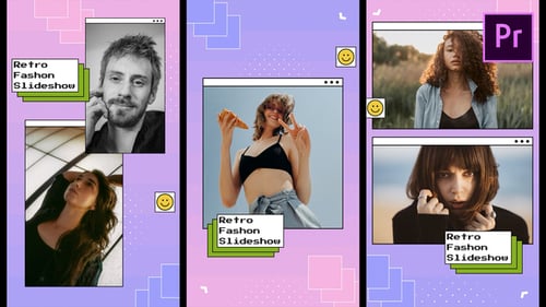 Retro Pixelated Slideshow with Digital UI Elements