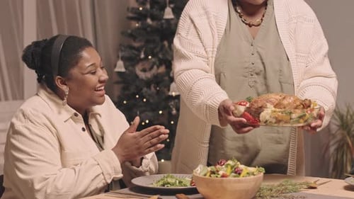Family Holiday Celebration at Home with Festive Meal