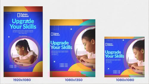 Modern Geometric Education Slideshow for Social Media Promotions