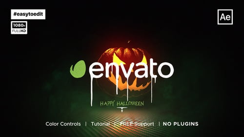 Spooky Halloween Logo Reveal with Dripping Pumpkin